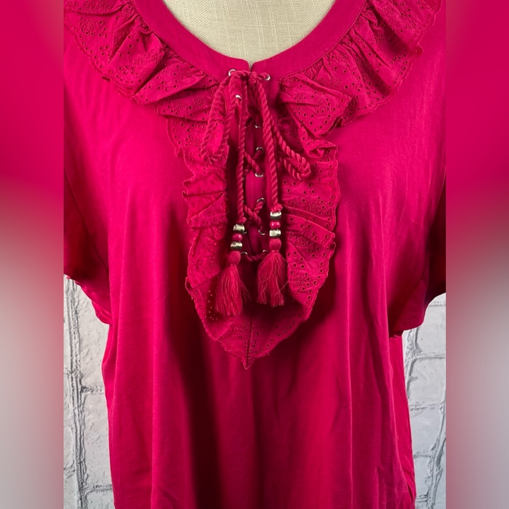 Macy’s Lauren Ralph Lauren :XXL Woman  Short Sleeve Top  Sport Pink 60% Cotton - Picture 3 of 8